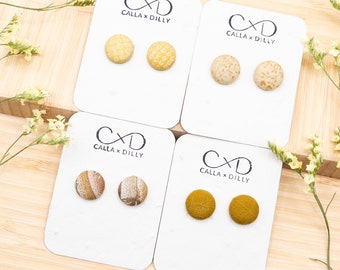 Kimono Fabric Stud Earrings, Handmade One of a Kind Jewellery for Any Occasion, Small Size 2: 15mm Diameter, Sun Rays Collection