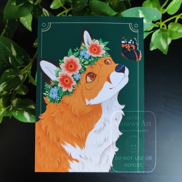 Floral Crown - Fox - A6 Print