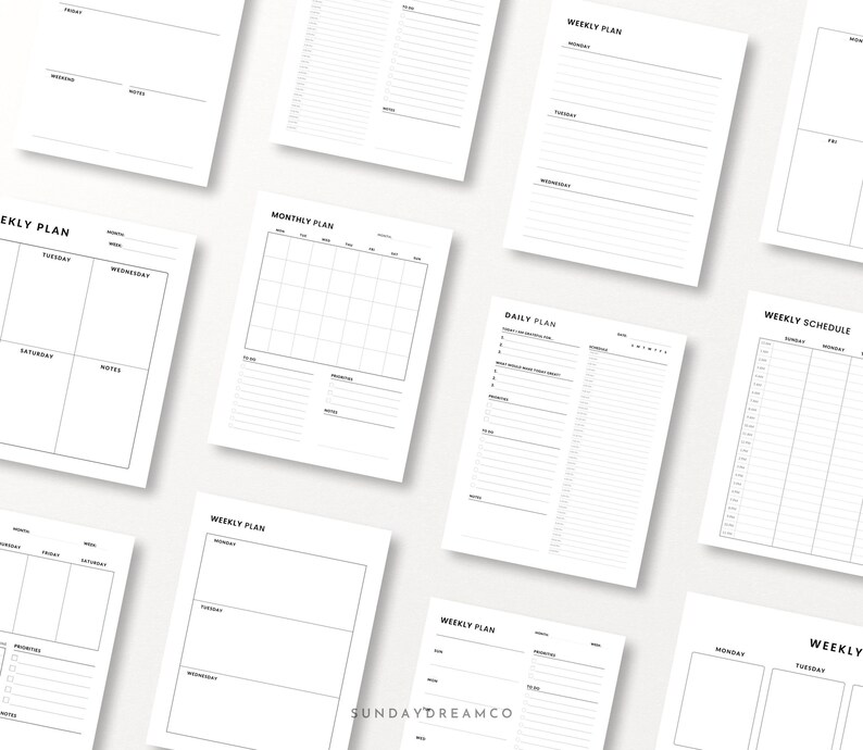 Study Weekly Planner Printable, Minimalist Study Schedule, Weekly