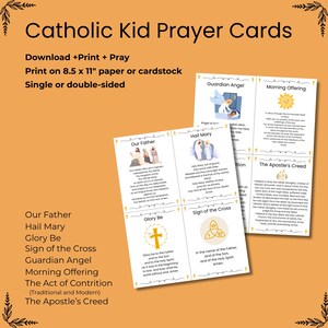 Cartes de prière pour enfants catholiques - Lot de 8 imprimables
