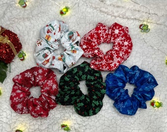 Christmas Scrunchies, Holiday Scrunchies, Christmas Hair Bands, Christmas Hair Accessory, Snowman Scrunchie, Stocking Stuffer Ideas