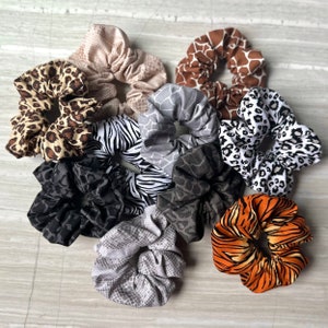 Safari Scrunchies, Animal Scrunchie, Leopard Scrunchie, Animal Headbands, Safari Hair Accessories, Jungle Scrunchie, Stocking Stuffer Ideas