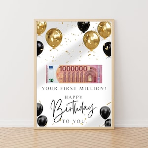 Money Birthday Gift, Printable Money Gift, Your First Million, Digital Money Gift, Framed Custom Money Gift, Personalized Money Print, PDF