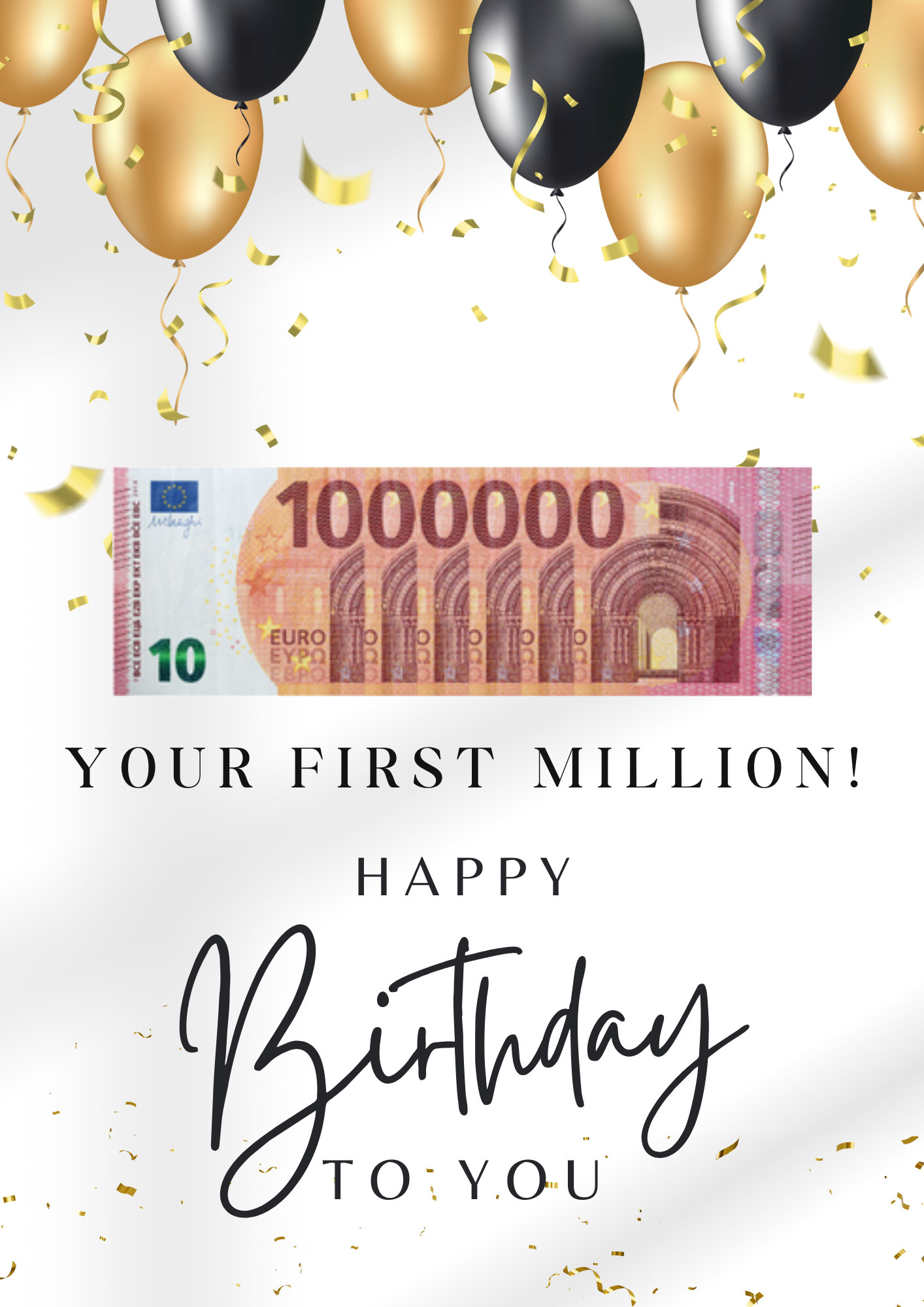 Geldgeschenk Deine erste Million, personalisierte PDF Vorlage Ausdrucken, Geburtstagsgeschenk 