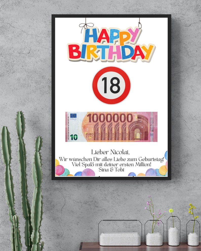 Geldgeschenk zum 18 Geburtstag Personalisierbar Geburtstagskarte Geld