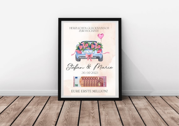 Money Gift Wedding-just Married-personalized Money Gift Car Wedding Gift  Wedding Poster With Name Picture Gift Bridal Couple 
