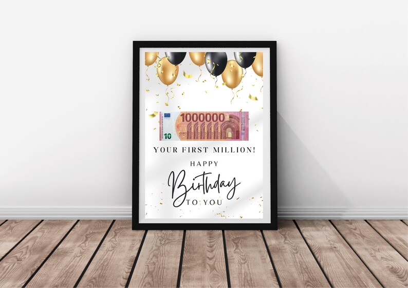 Vom Tellerwäscher Zum Millionär Englisch Geldgeschenk Deine erste Million, personalisierte PDF Vorlage