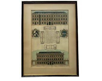 18th-Century Hand-Colored Engraving St. Bartholomew's Hospital | Benjamin Cole Architectural Print