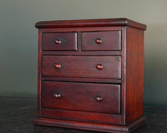 Victorian English Miniature Mahogany Chest of Drawers, Ca. 1870