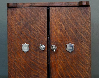 Antique Edwardian English Quartersawn Oak Smoker's Cabinet