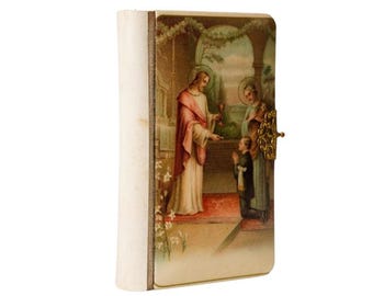 Antique Portuguese First Communion Prayer Book c. 1926 Miniature Religious