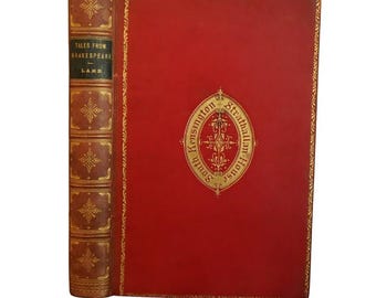 1890 "Tales from Shakespeare" Red Full Leather Prize Binding Book