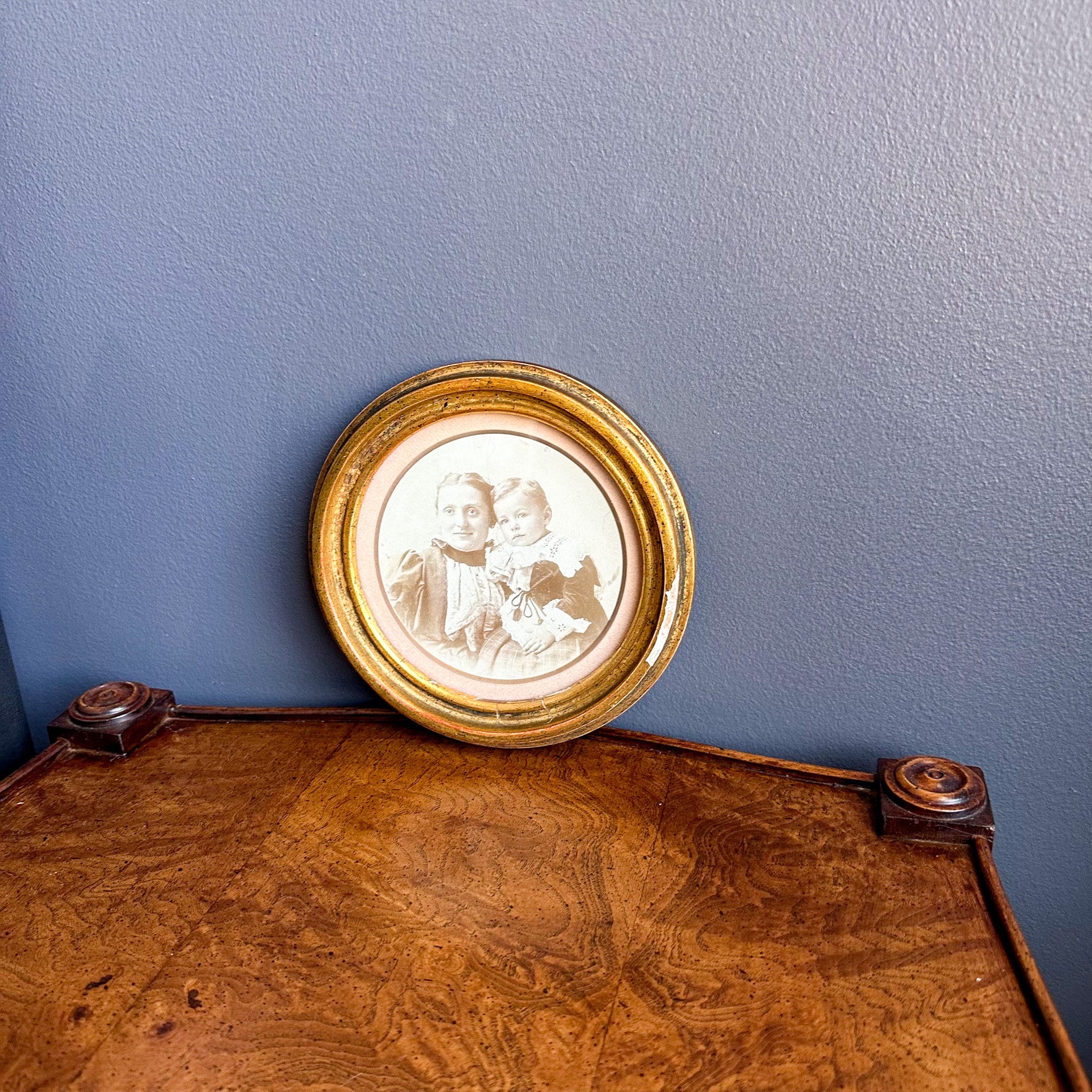 Antique Round Gold Framed Photograph Small Gilt Wooden Frame Etsy