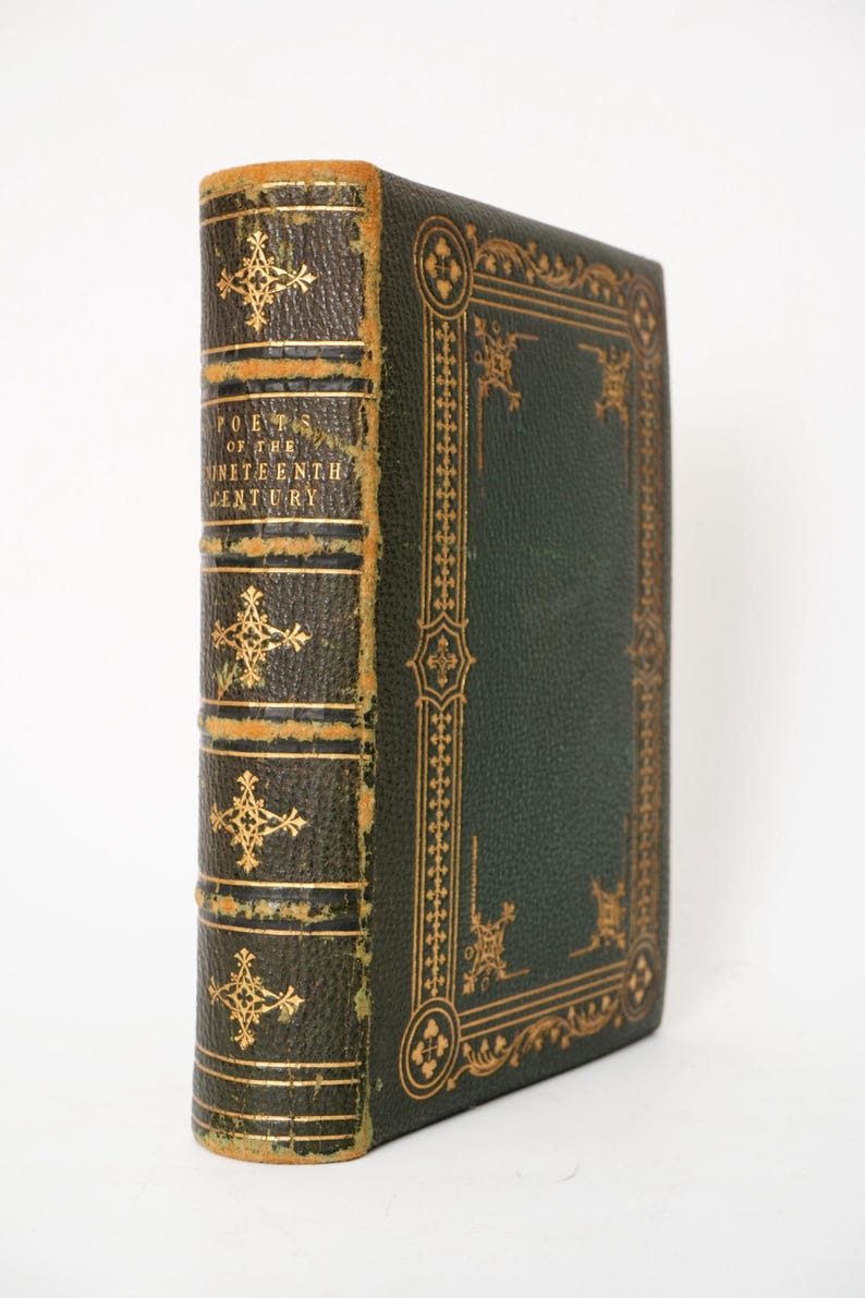 1869 Poetas del siglo XIX Libro ilustrado en piel imagen 5