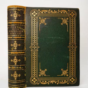 1869 Poetas del siglo XIX Libro ilustrado en piel imagen 2