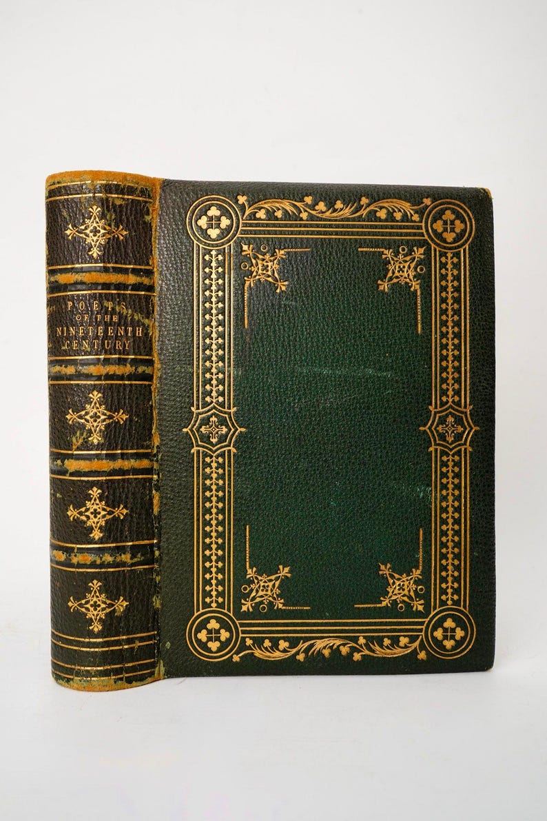 1869 Poetas del siglo XIX Libro ilustrado en piel imagen 2
