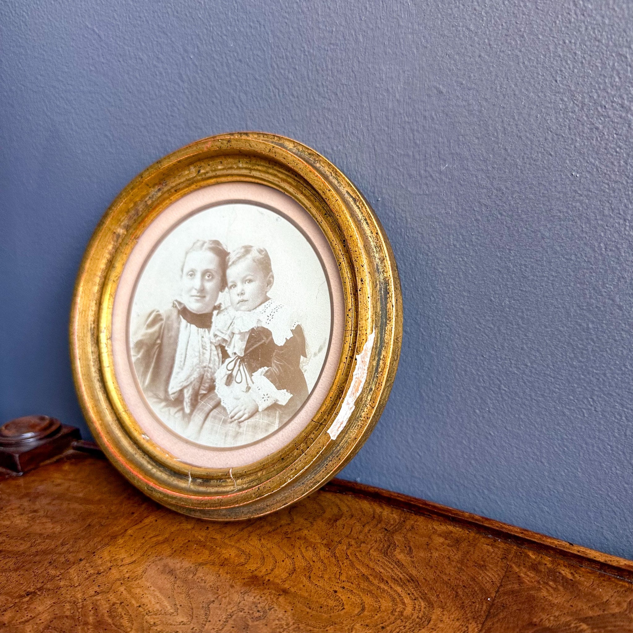 Antique Round Gold Framed Photograph Small Gilt Wooden Frame Etsy