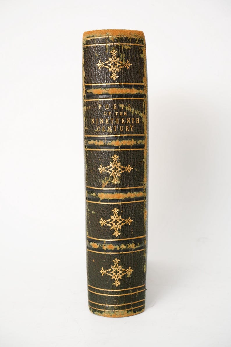 1869 Poetas del siglo XIX Libro ilustrado en piel imagen 3