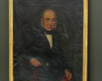Antique English Portrait Oil Painting of Samuel Bradbury of Market Drayton