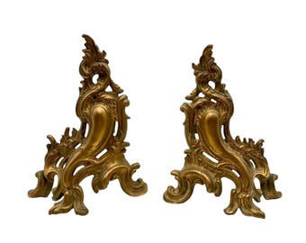 Morillos de latón dorado del siglo XIX