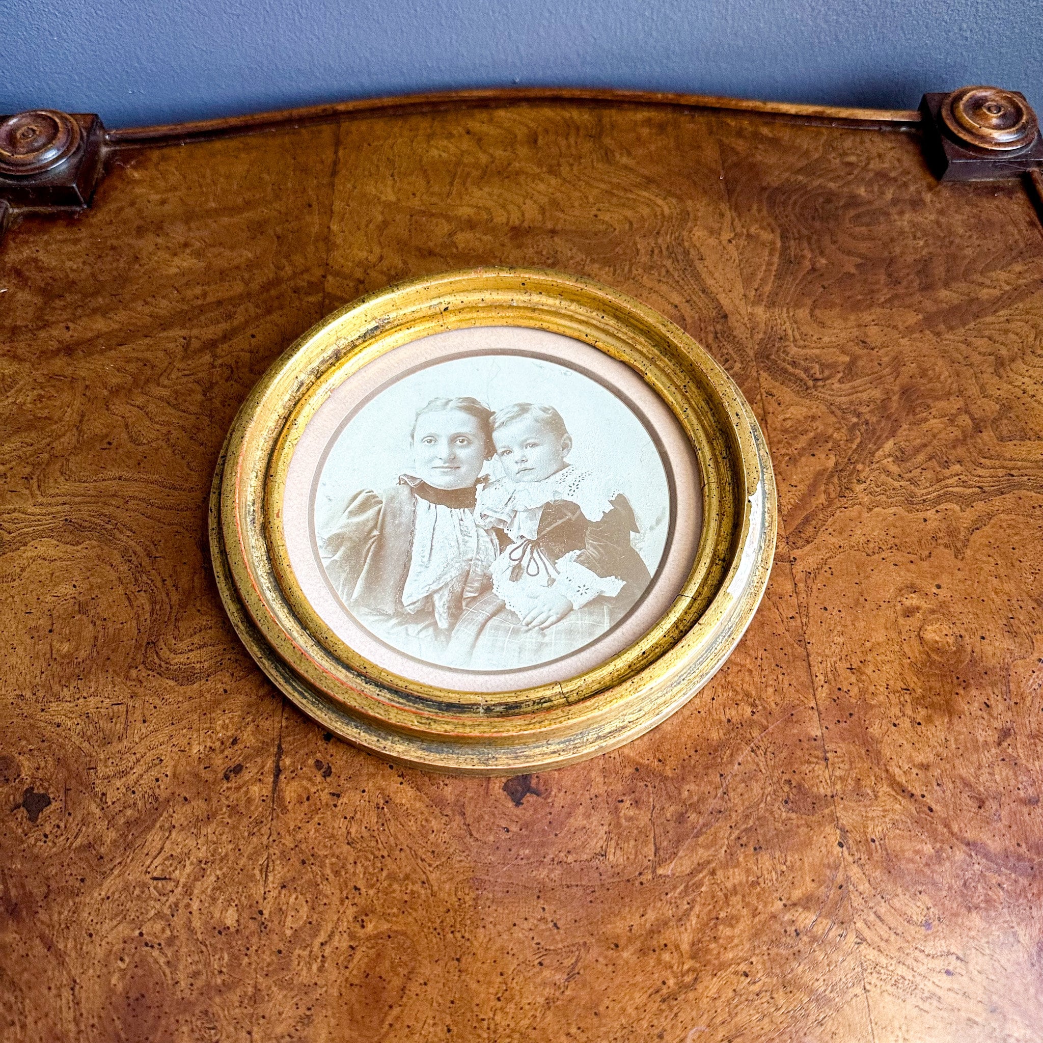 Antique Round Gold Framed Photograph Small Gilt Wooden Frame Etsy