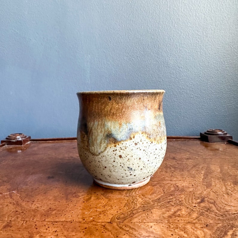 Small Handmade Planter, Vintage Studio Pottery Vase Gift Idea, Small Handmade Ceramic Pot image 7
