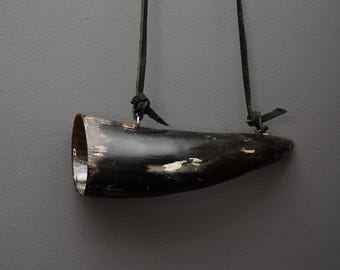 Viking Style Horn Drinking Cup with Leather Strap