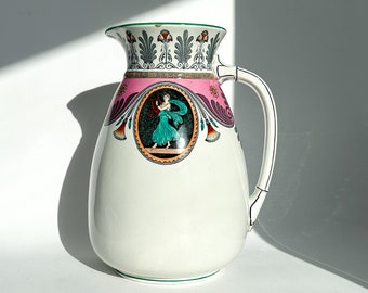 Vintage Athens Ironstone Art Deco Pitcher, Art Deco Decorative Ceramic Jug, Athens English Pottery