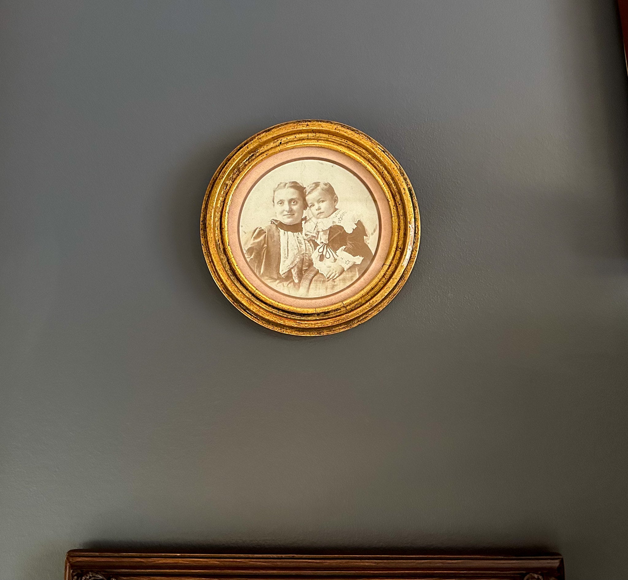 Antique Round Gold Framed Photograph Small Gilt Wooden Frame Etsy