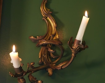 Antique French Gilt Bronze Rococo Wall Sconces (Pair) | Belle Époque Revival Lighting