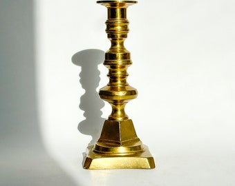 Pair of Elegant Georgian Style Solid Brass Taper Candlestick, English Solid Brass Push-Up Candleholder, Pair of Brass Candle Holders