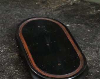 Antique French Ebonized Oval Display Stand, Circa 1880
