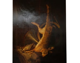 Antique Oil Painting of Game Hunt Still Life in Old Master Style