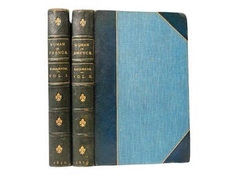 Julia Kavanagh Woman in France 1850 Antique Half-Leather Books Two Volumes