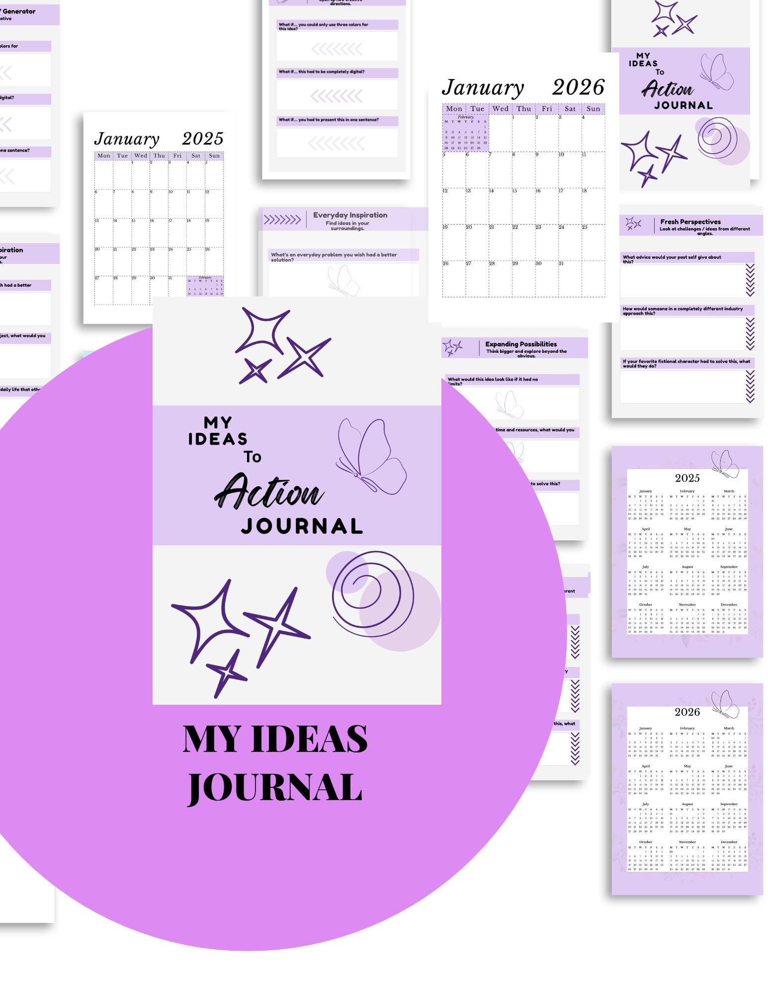 Ideas Into Action Journal | Printable Prompt Journal for Creativity ...