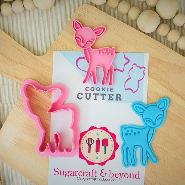 Forest Animal Cookie Cutter and Stamp. Deer. 2PCS. Fondant, royal icing, clay. Woodland animal. Cookies Celebration. Birthday. Baby Shower