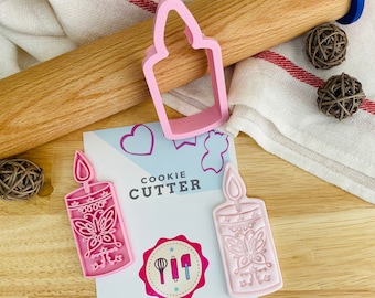 Candle-shaped cookie cutter and stamp set.Encanto&#39;s movie.2 PCS.Cookie cutter with stamp.Encanto cookies, fondant, royal icing.Cake topper