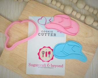 Cowboy/Cowgirl Hat Cookie Cutter and Stamper Set. Yeah. Fondant, royal icing, clay. Party. Celebration