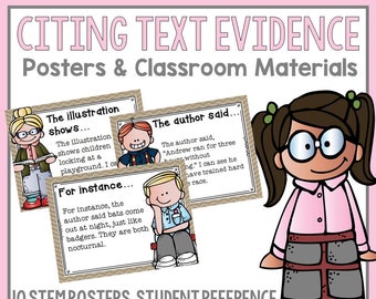 Citing Text Evidence Posters & Classroom Materials INSTANT DOWNLOAD