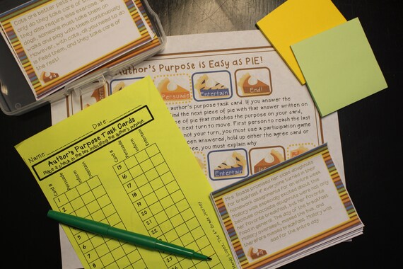Author's Purpose Task Cards 28 Task Cards Game Board 