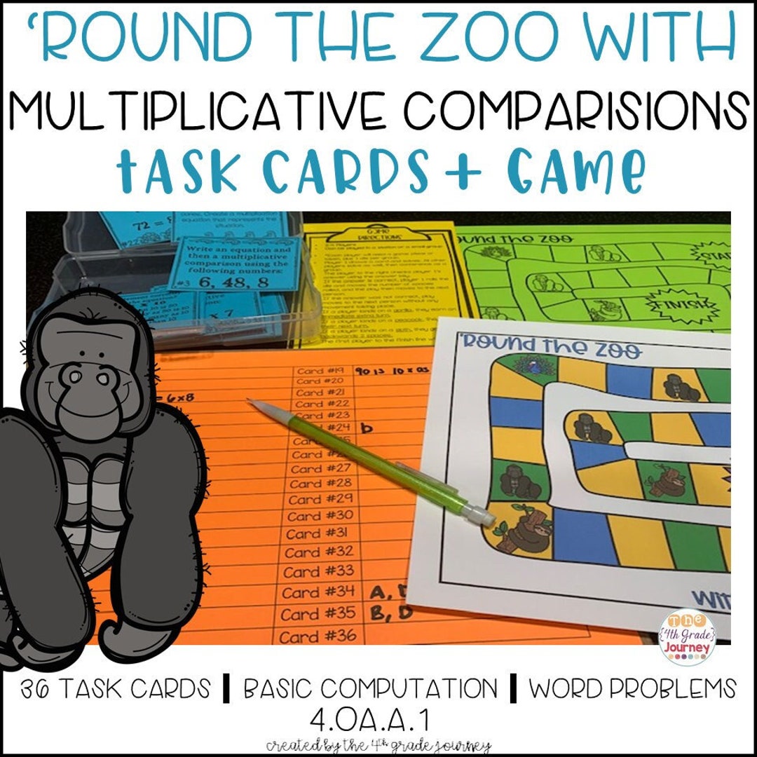 Multiplicative Comparisons Task Cards and Game 4.OA.1 INSTANT DOWNLOAD ...