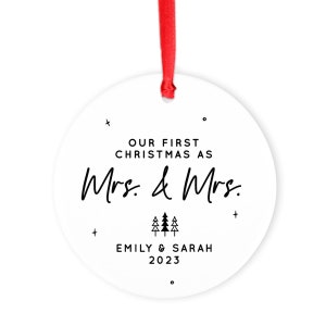 Personalized Mrs and Mrs Christmas Ornament Our First Christmas Ornament Wedding Gift Couples Ornament Newlywed Gift Married Christmas Gift