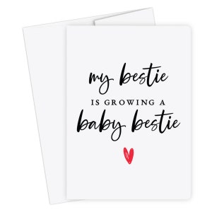 My Bestie Is Growing A Baby Bestie, Anuncio de embarazo Tarjeta de felicitación de mejor amiga, Mejor amiga embarazada, Mejor tarjeta de futura mamá