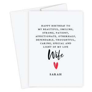 Gepersonaliseerde gelukkige verjaardag aan mijn vrouw kaart, vriendin verjaardagskaart, voor vrouw, verloofde, verjaardagskaart, Valentijnsdag, cadeau voor haar