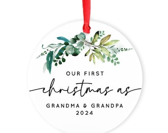 First Christmas as Grandma Grandpa Ornament Promoted to Grandparents, Pregnancy Announcement, Reveal to Grandparents, New Baby Announcement