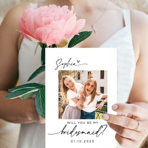 Foto personalizada ¿Serás mi tarjeta de propuesta de dama de honor, serás mi dama de honor, regalo de dama de honor, tarjeta de boda, tarjeta de dama de honor?