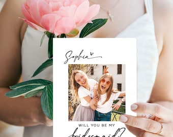 Personalised Photo Will You be My Bridesmaid Proposal Card, Will You Be My Maid of Honor, Bridesmaid Gift, Wedding Card, bridesmaid card