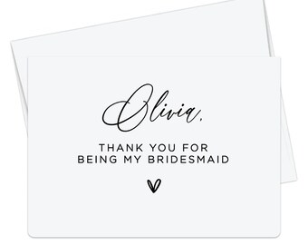 Personalised Thank You For Being My Bridesmaid Card, Thank you Cards, Custom Bridesmaid Card, Thank you Maid Of Honor Card, Wedding Card