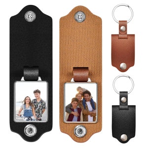 Custom Photo Keychain, Leather Fathers Day Gift for New Dad, Groom Gift, Couples Keychain, Gift for Dad Anniversary Gift, Mother&#39;s Day Gift
