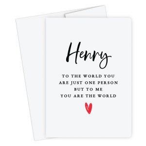 Carte de Saint-Valentin personnalisée You Are The World To Me pour lui, pour elle, petit ami, petite amie, carte d’anniversaire, mari, femme, fiancé